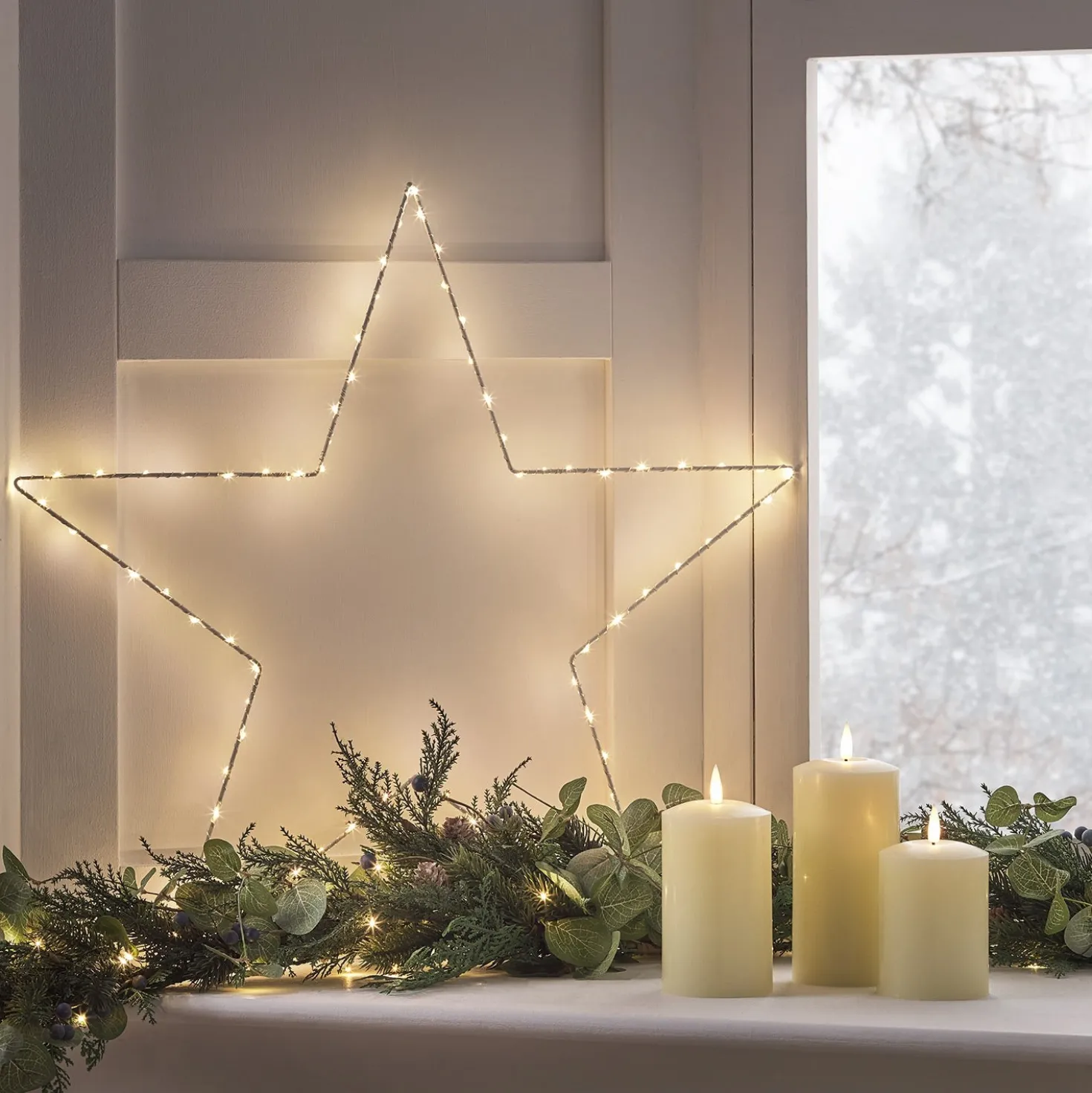 Beleuchtungsset klassische Fensterdeko Weihnachten