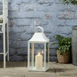 45cm Albury Gartenlaterne weiß mit TruGlow® Outdoor Kerze