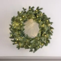 45cm Bicolor LED Weihnachtskranz Tannenzweige