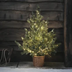 90cm Bicolor Micro LED Weihnachtsbaum im Rattan-Korb