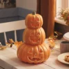 34cm Gestapelte Halloween LED-Kürbisdeko mit Timer für innen