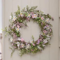 50cm LED‑Frühlingskranz mit Pastell‑Gänseblümchen