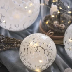 12,5cm LED-Glaskugel mit Timer in Konfetti-Glas