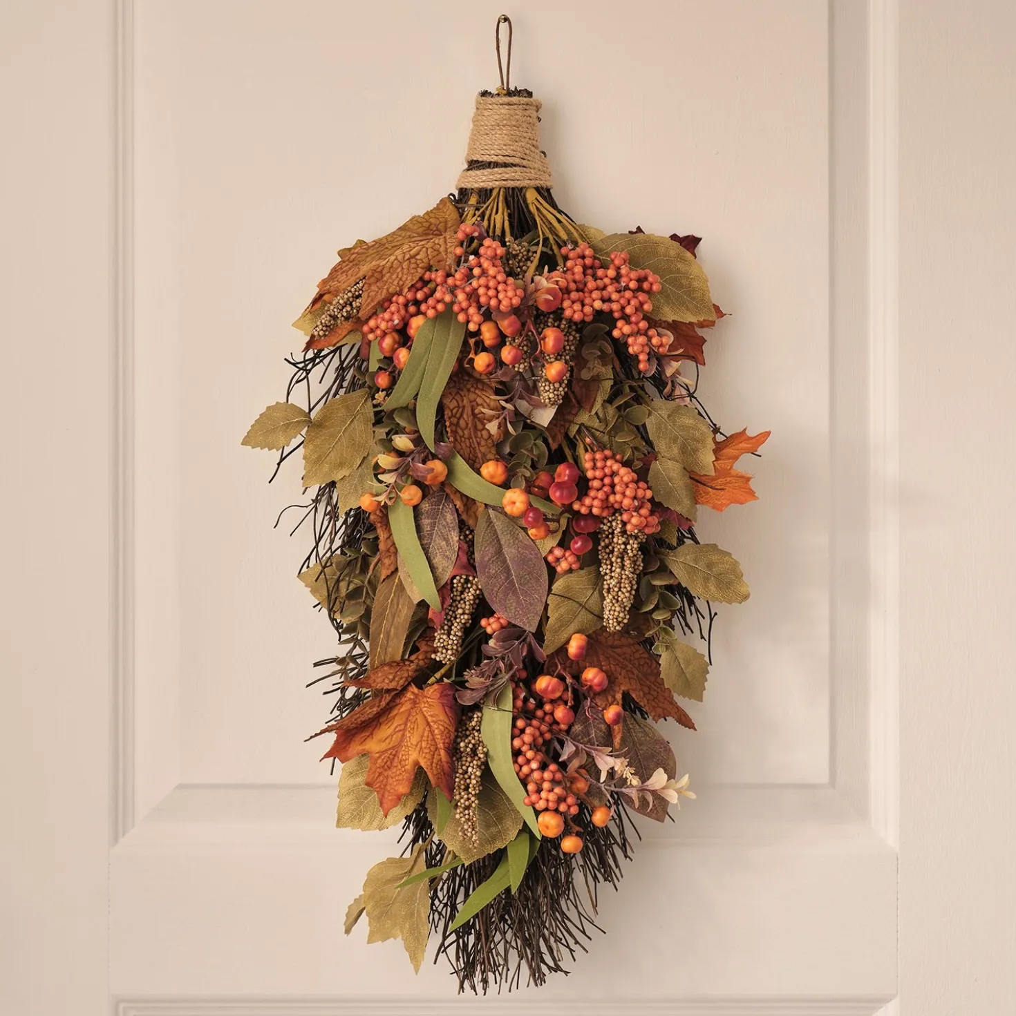 60 cm LED-Herbstkranz-Set mit Timer und LED-Herbstzweig