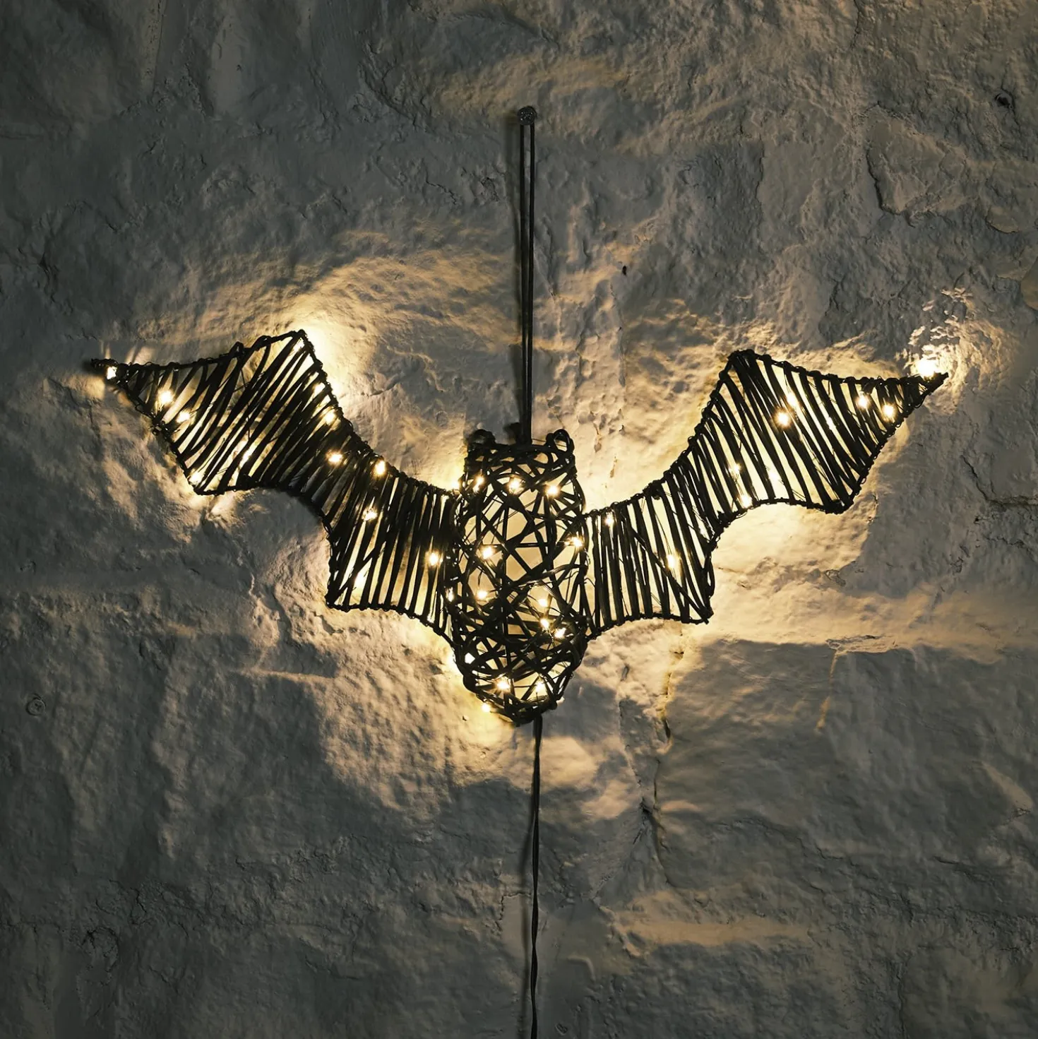 43cm LED Rattan Fledermaus Batbara