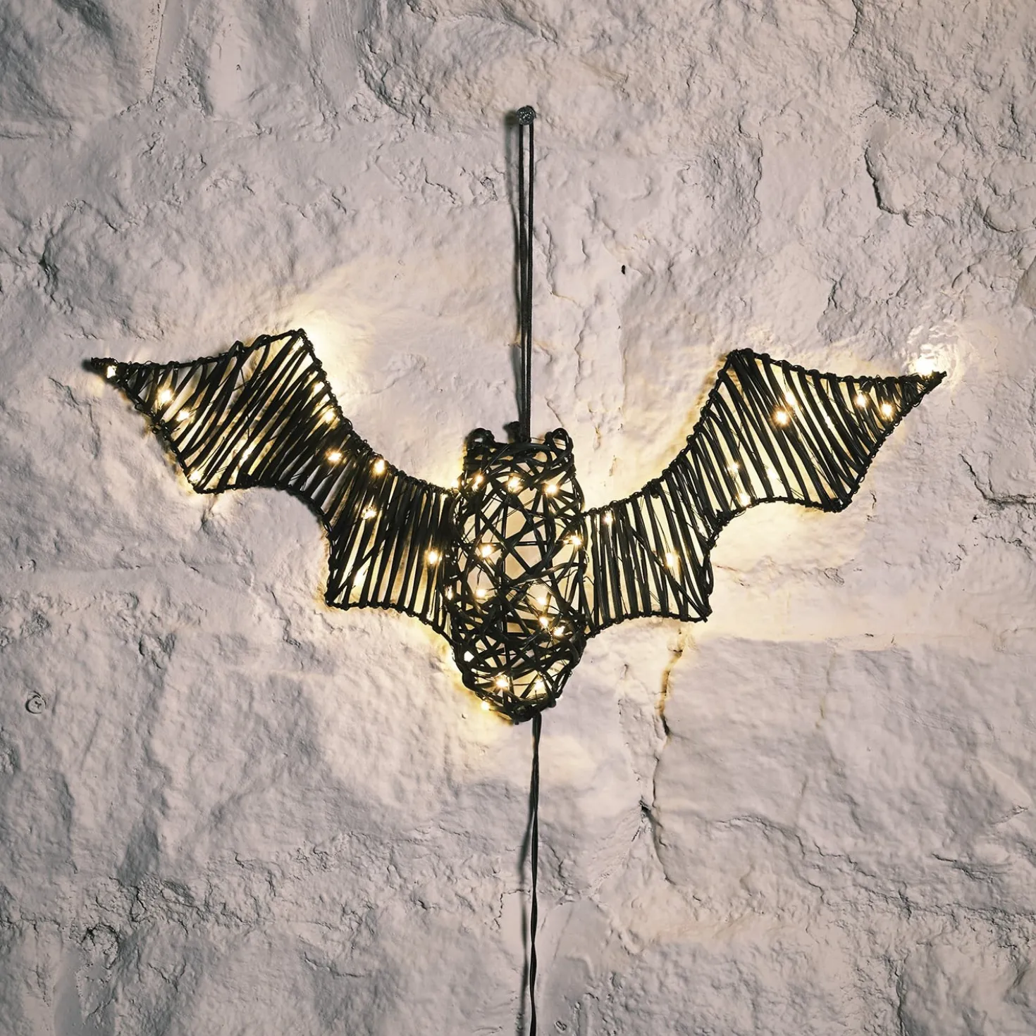 43cm LED Rattan Fledermaus Batbara