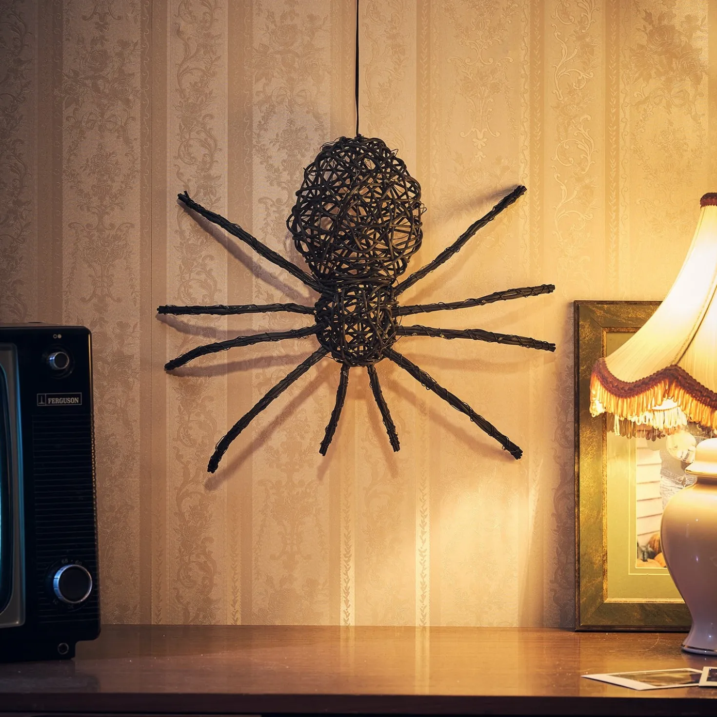 34cm LED Rattan Spinne Ocho