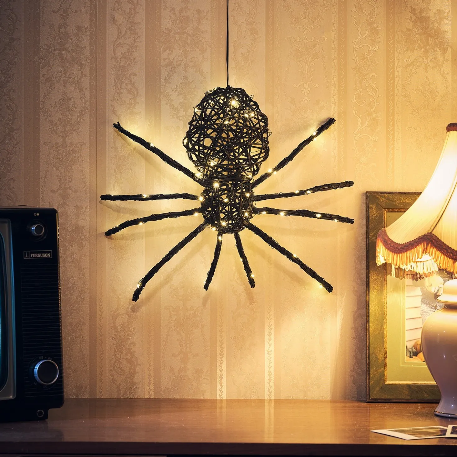 34cm LED Rattan Spinne Ocho