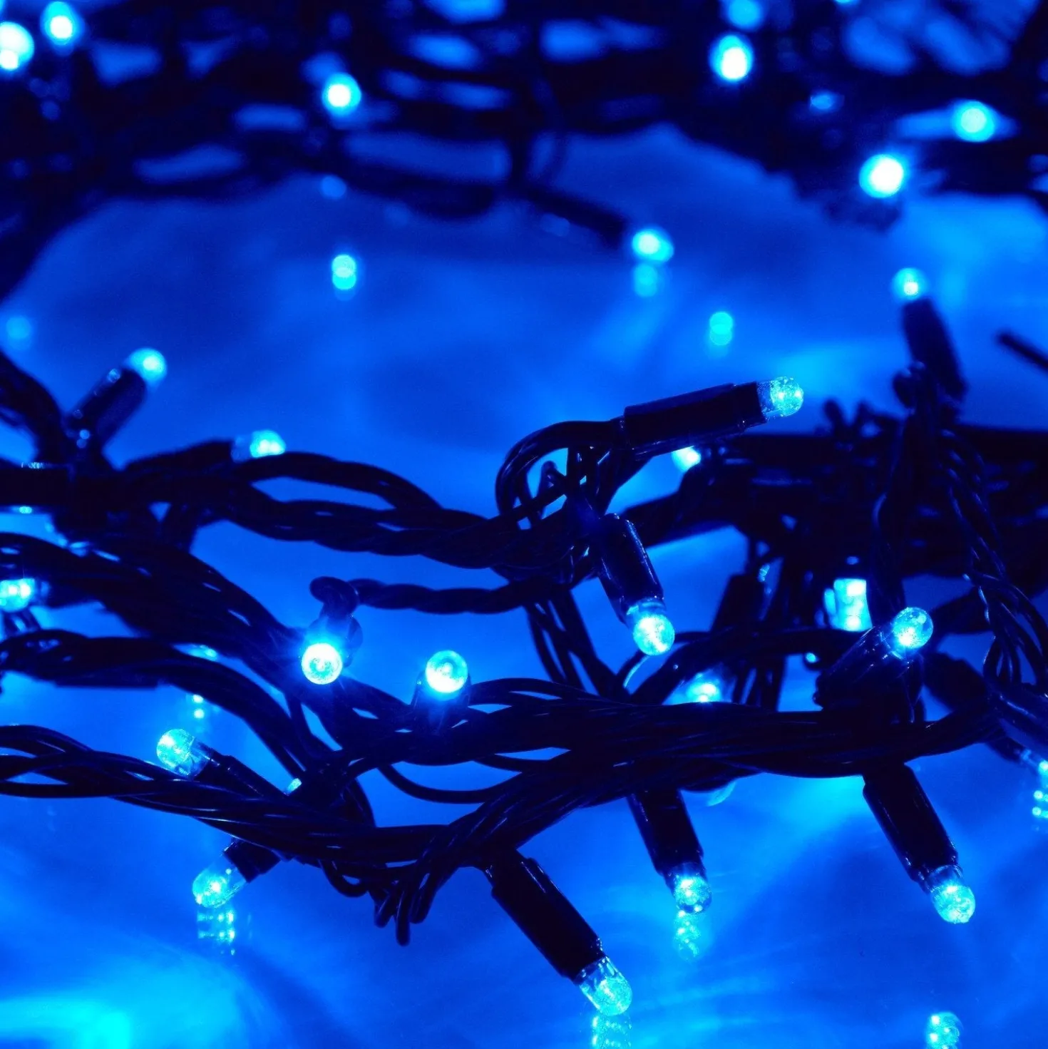 Core Connect 20m 200er LED Lichterkette blau koppelbar grünes Kabel