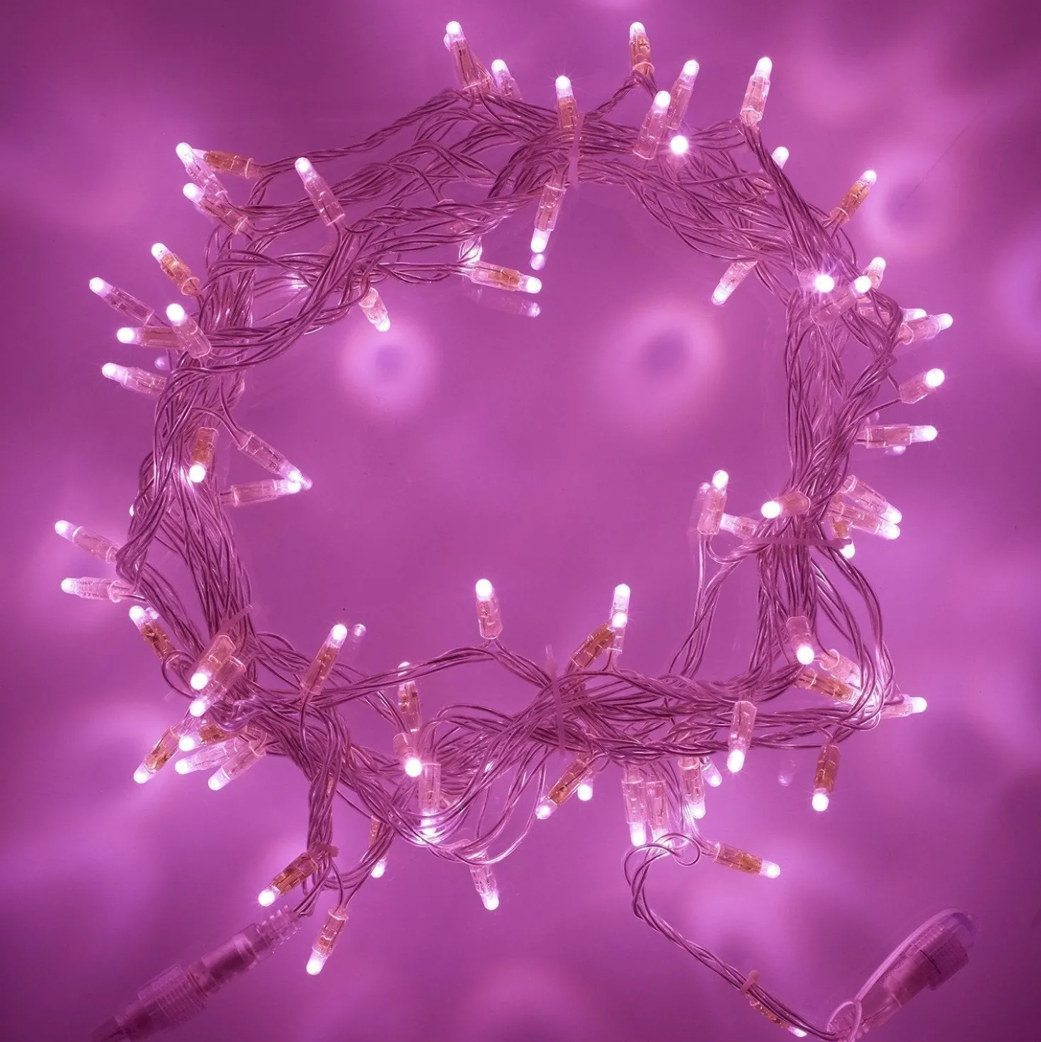 Core Connect 50m 500er LED Lichterkette pink koppelbar transparentes Kabel