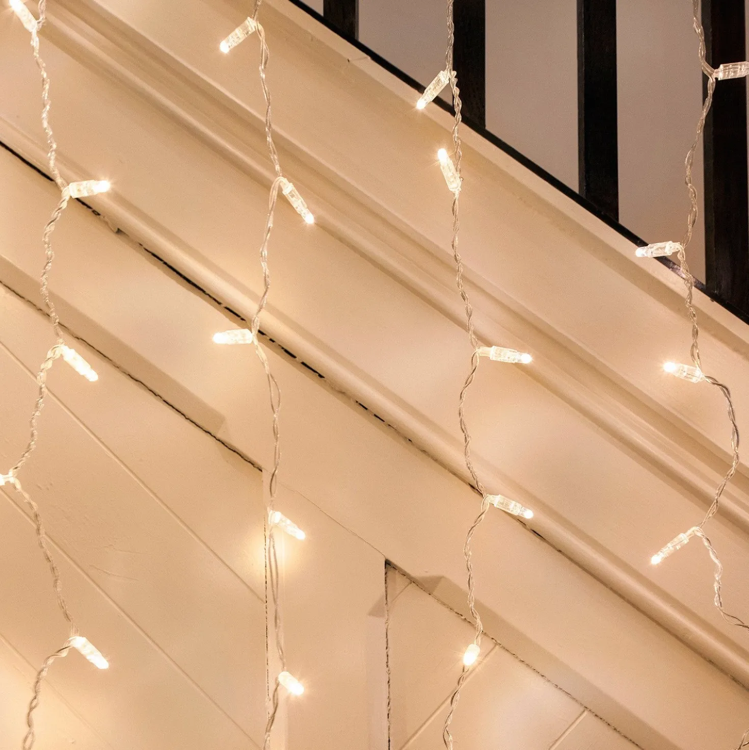 Core Connect 2m x 2m 192er LED Lichtervorhang warmweiß koppelbar transparentes Kabel