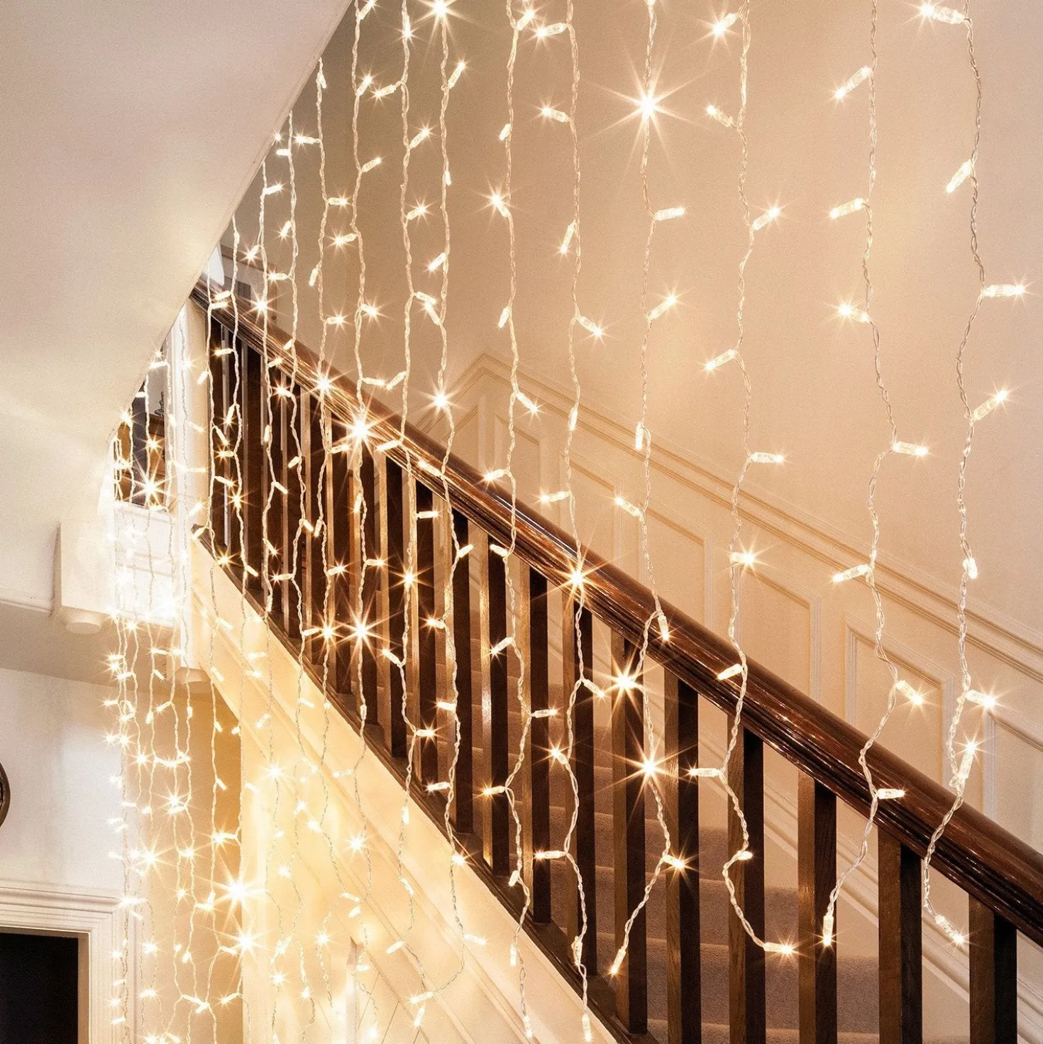 Core Connect 6m x 3m 864er LED Lichtervorhang warmweiß koppelbar transparentes Kabel