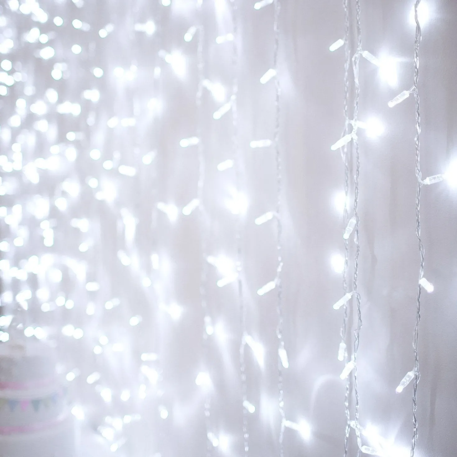 Core Connect 6m x 3m 864er LED Lichtervorhang weiß koppelbar transparentes Kabel