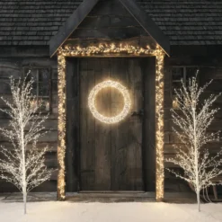 3D LED-Weihnachtskranz mit 720 LEDs in Silber 58 cm Durchmesser