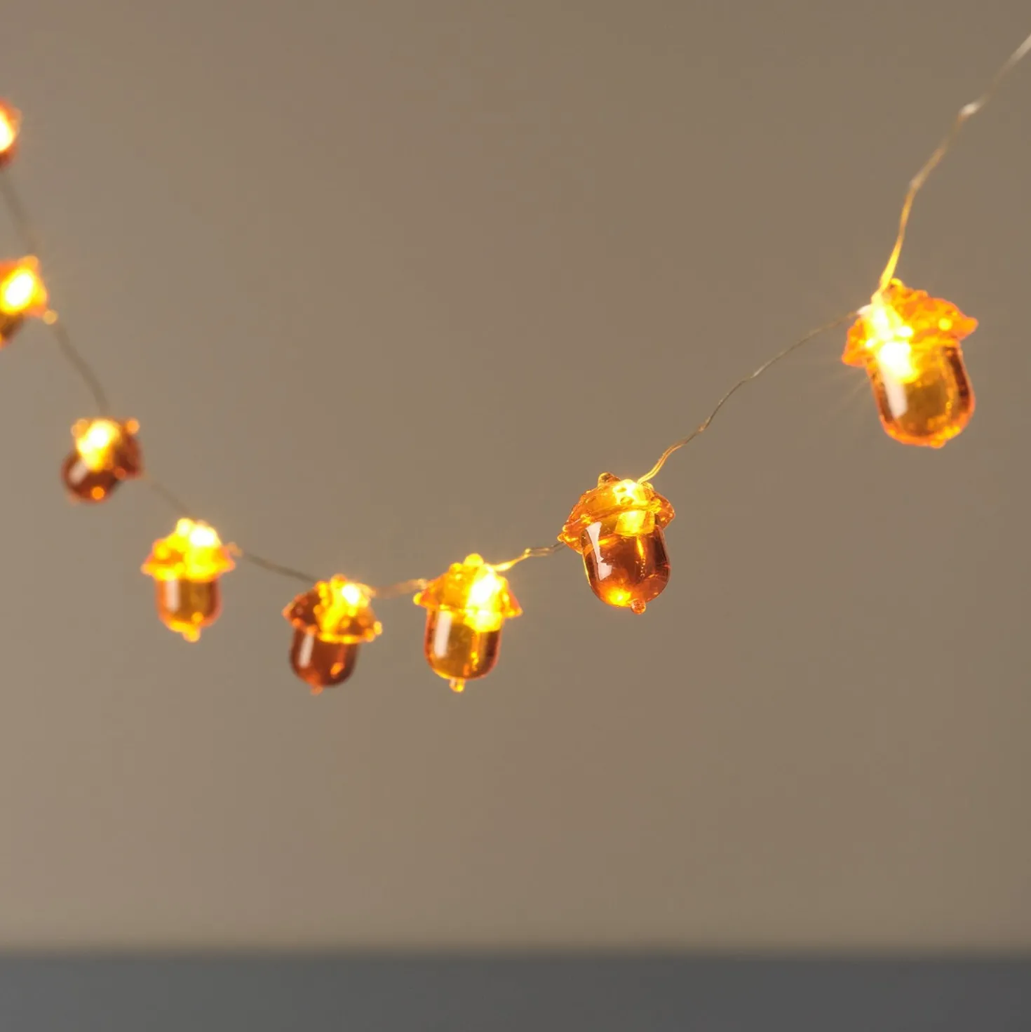 20er Eichel LED-Mikro-Lichterkette mit Timer in Warmweiß
