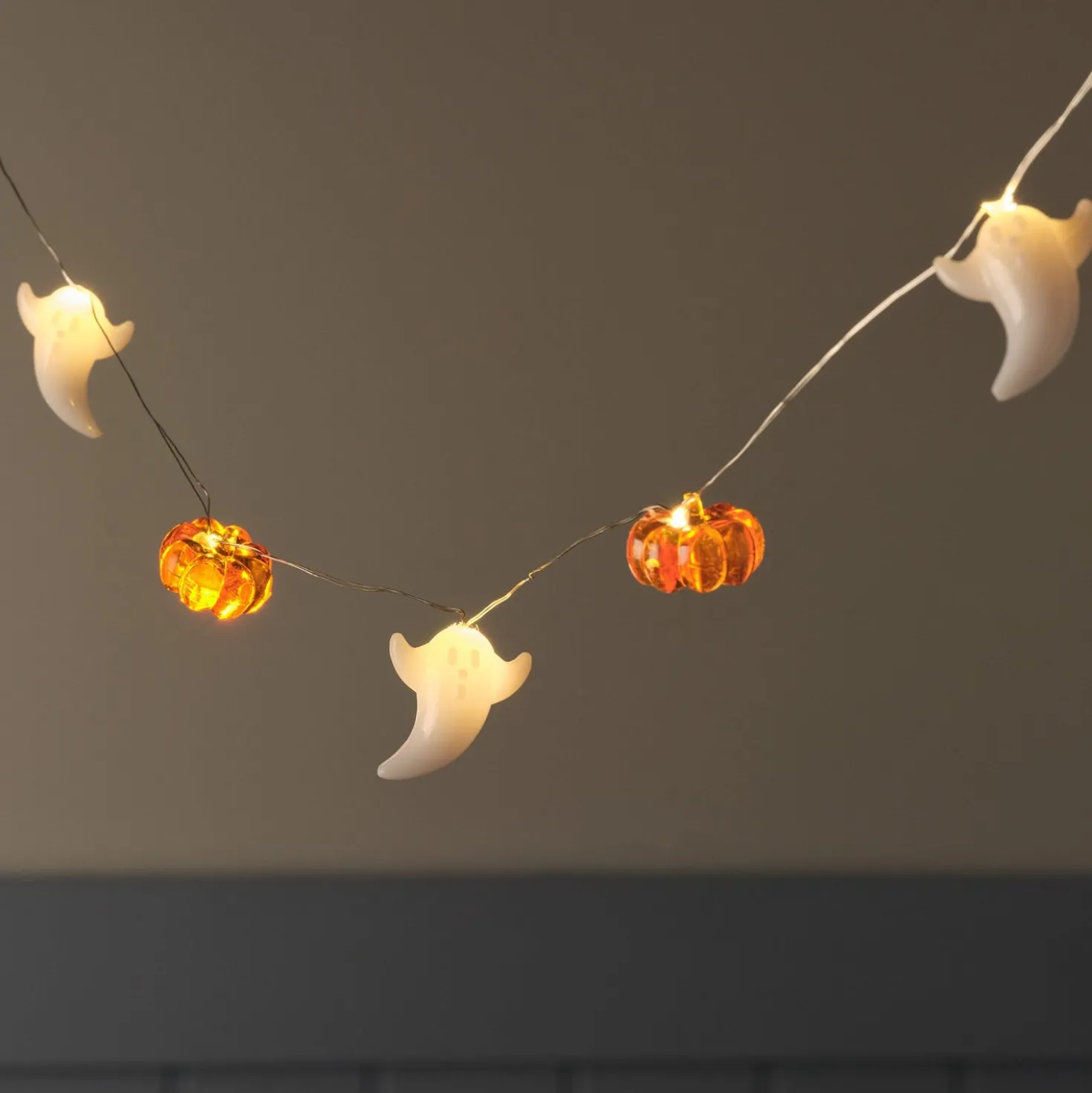 20er Halloween LED-Mikro-Lichterkette Geister & Kürbisse mit Timer