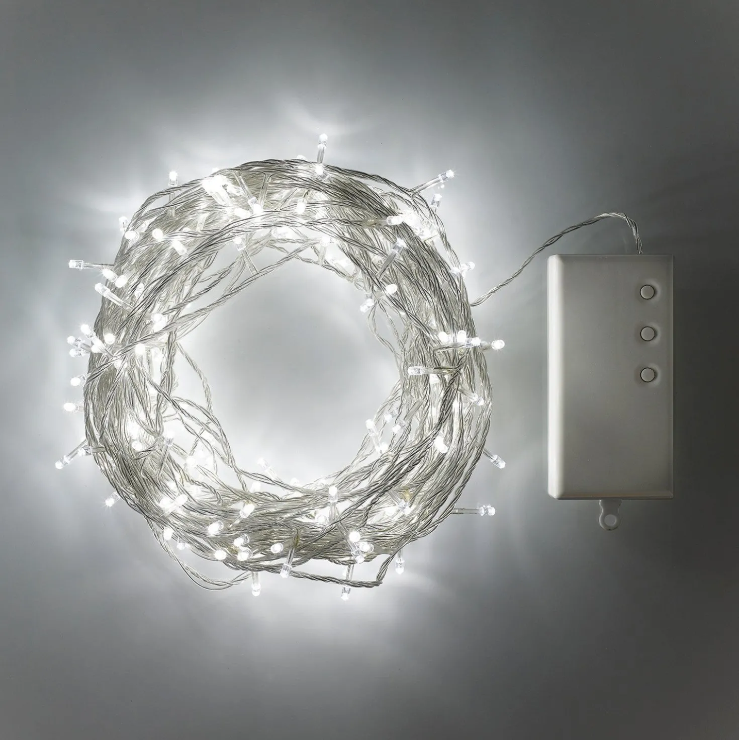 200er LED Batterie Außenlichterkette weiß transparentes Kabel