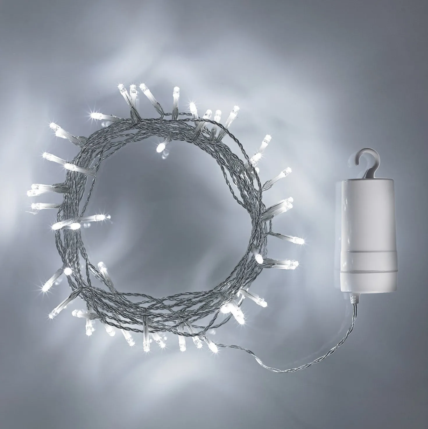100er LED Batterie Lichterkette Außen weiß transparentes Kabel