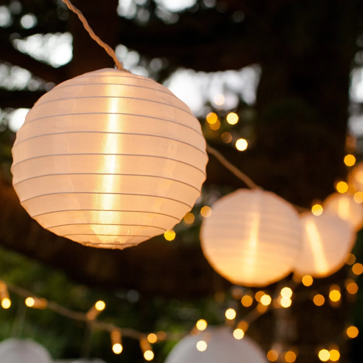 10er LED Lampion Lichterkette warmweiß