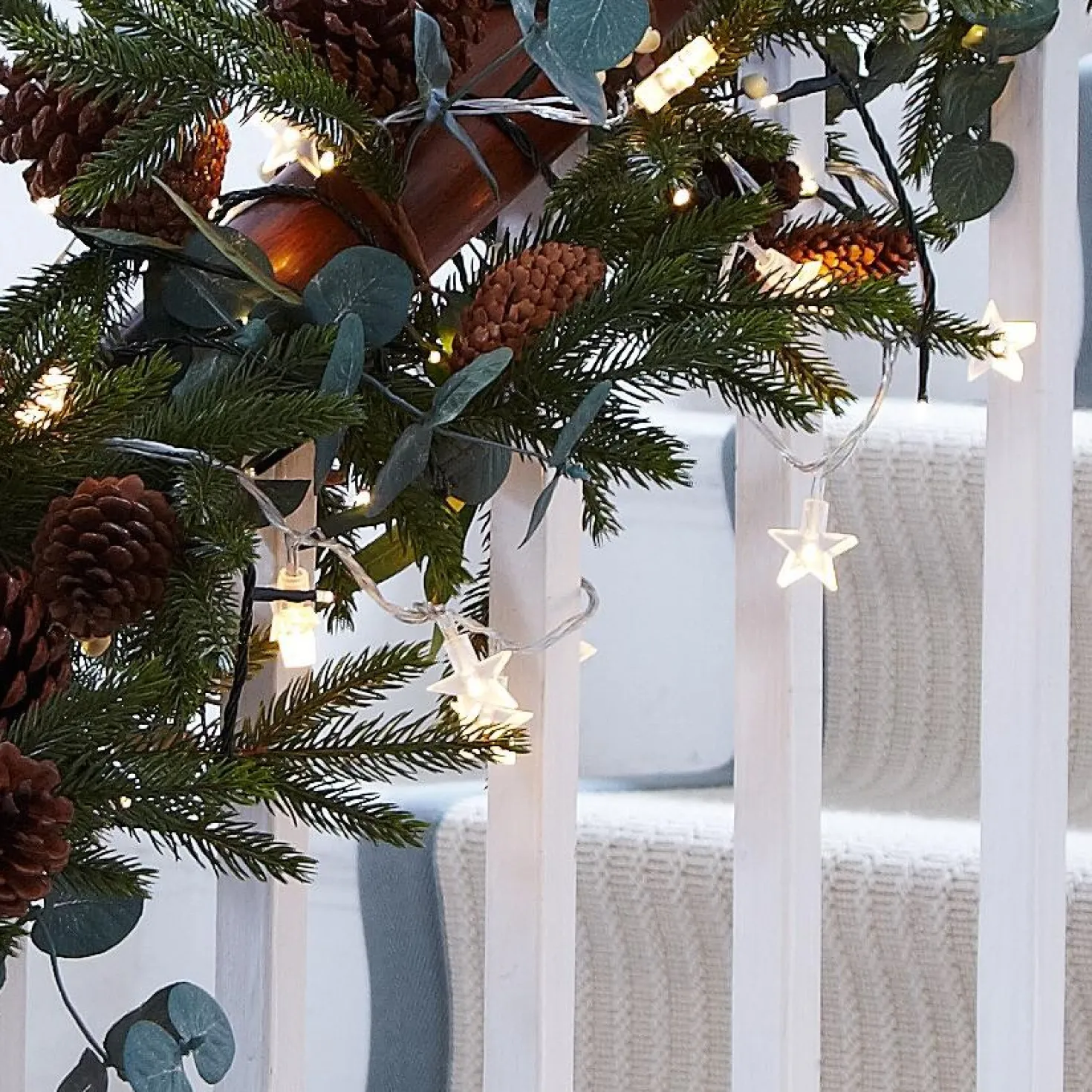30er LED Lichterkette Stern warmweiß
