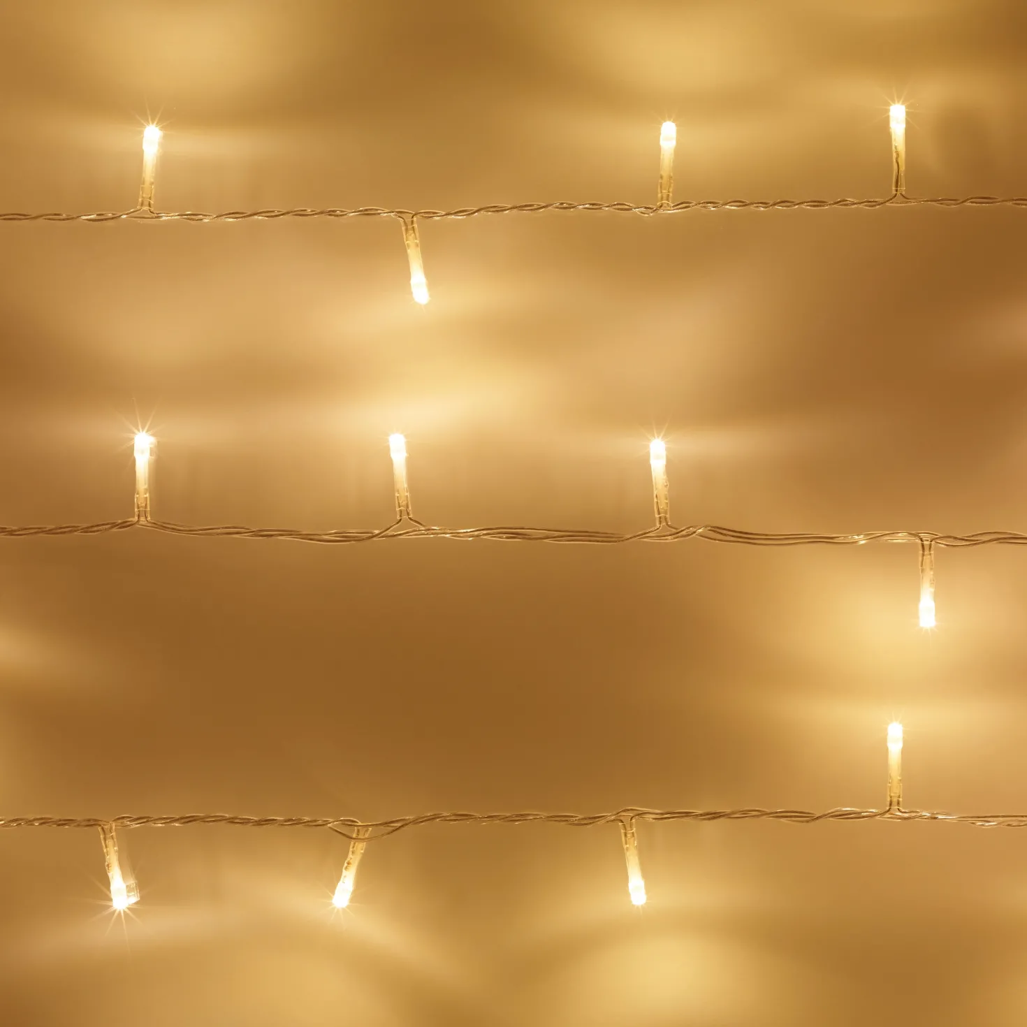 50er LED Lichterkette warmweiß transparentes Kabel