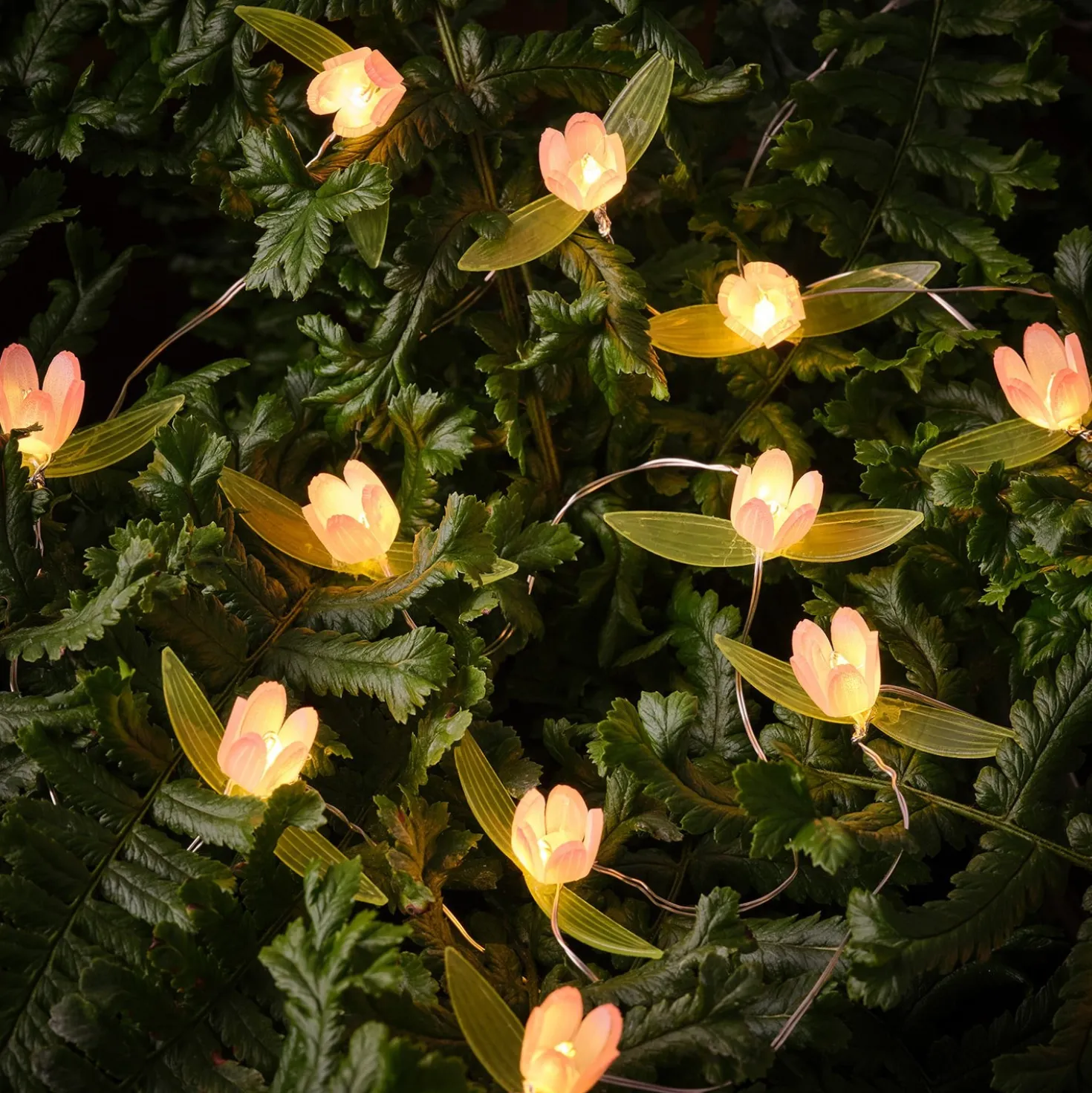 20er LED Micro Lichterkette außen pinke Rosen