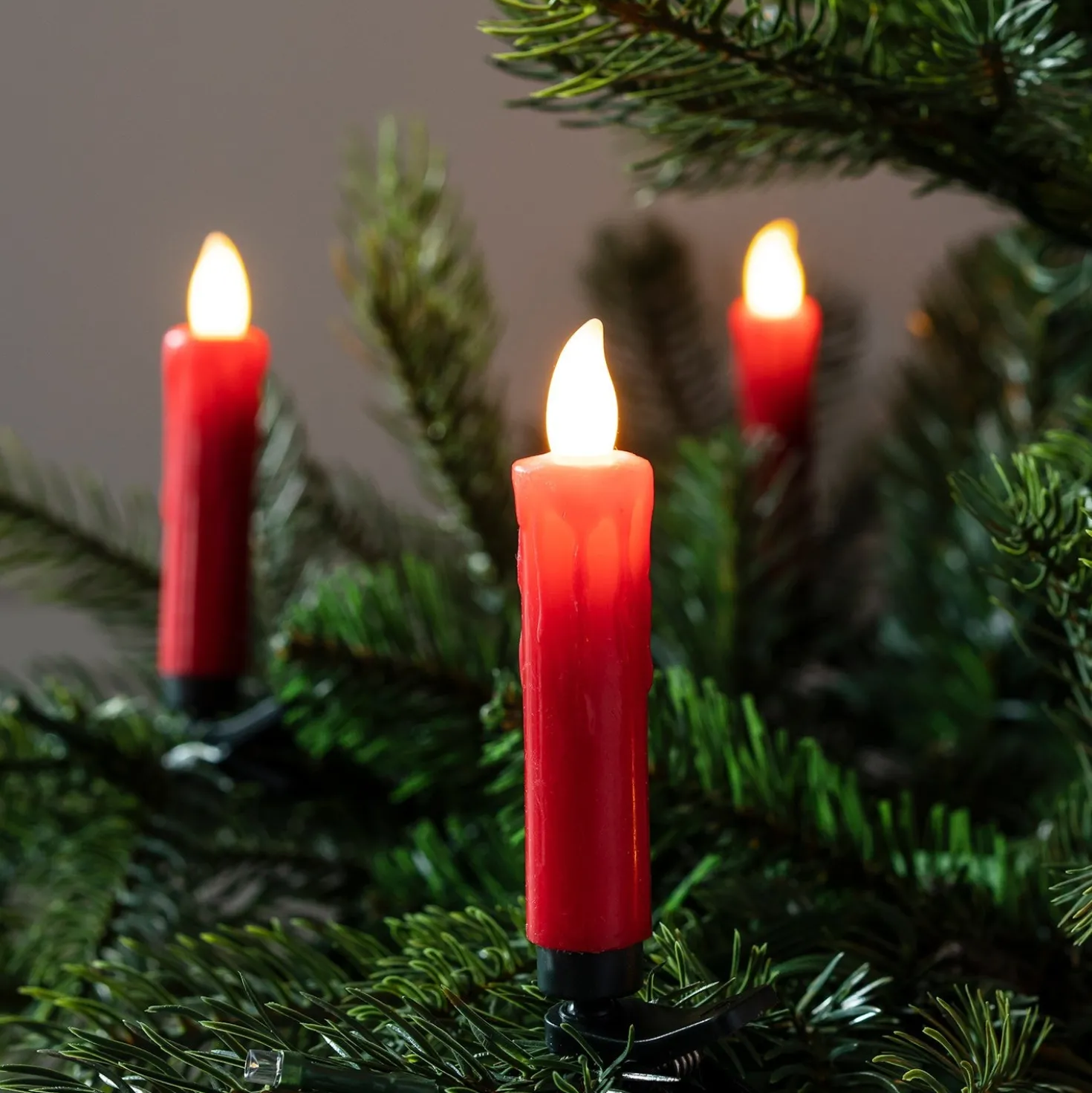 20er LED Weihnachtsbaumkerzen rot