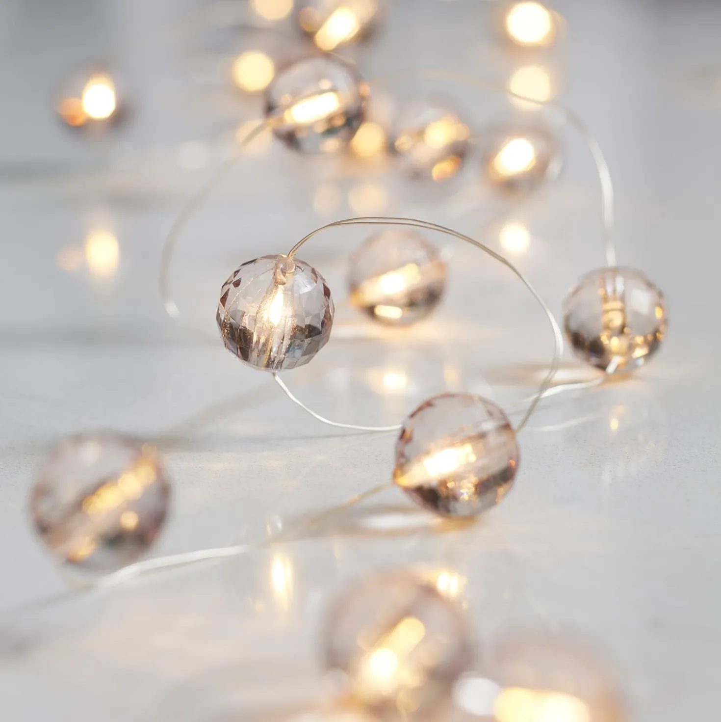 20er Micro Lichterkette Perlen warmweiß