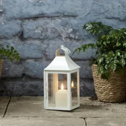 4er Set Albury Gartenlaternen weiß mit TruGlow® Outdoor Kerzen