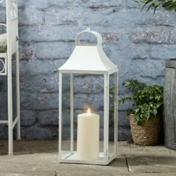 4er Set Albury Gartenlaternen weiß mit TruGlow® Outdoor Kerzen