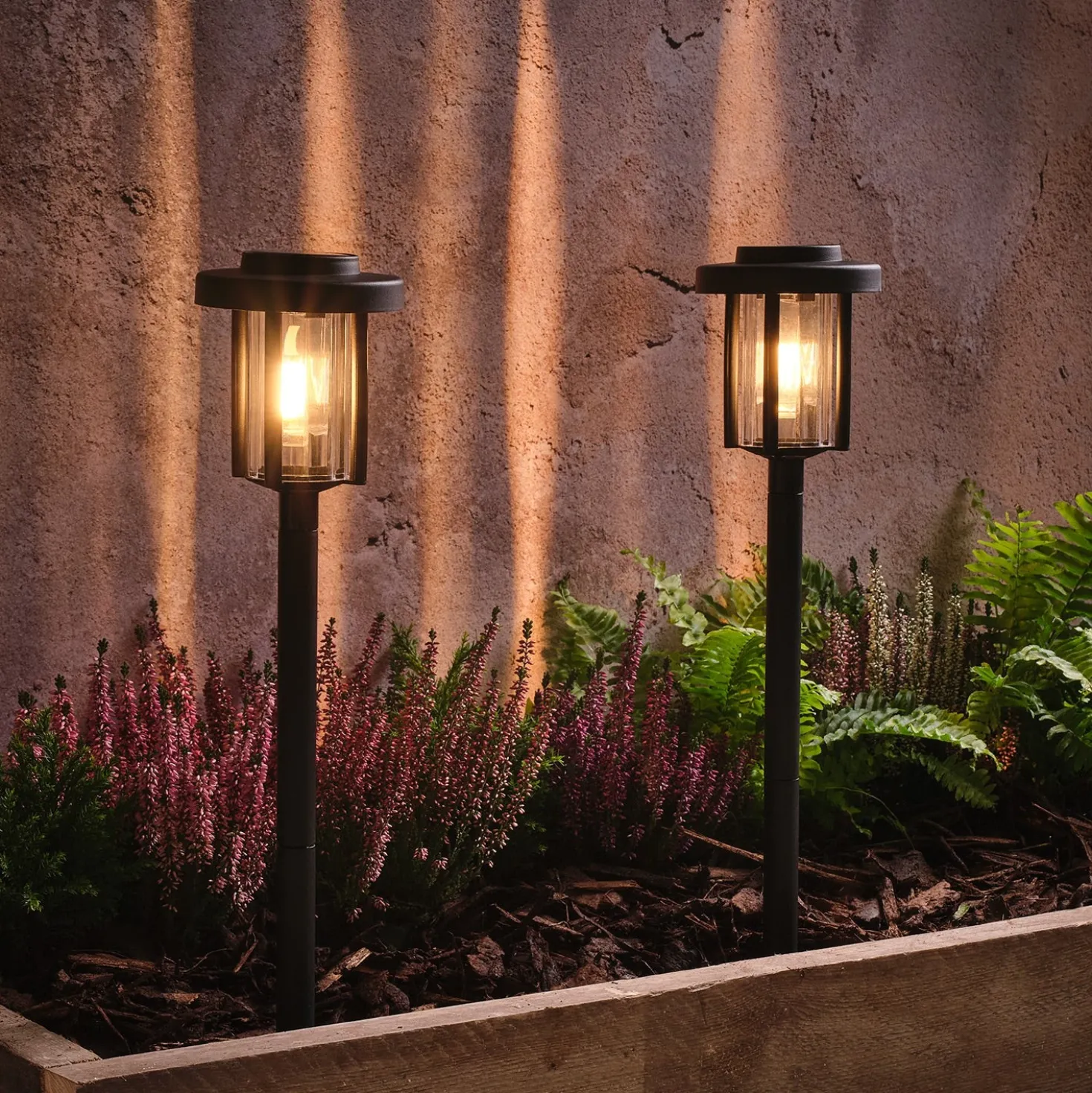 2er-Set "Dartmoor" Solar-Gartensteckleuchten mit Filament-LED