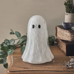 2er Set Gertie LED-Halloween-Geister aus Konfettiglas mit Timer