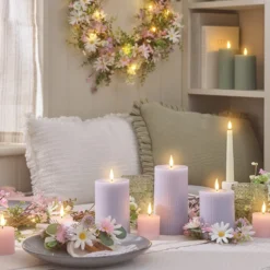 2er Set LED-Blumenkranz & Girlande mit Margeriten in Pastell