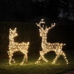 2er Set LED-Rentier Hirsch & Hirschkuh L Studley
