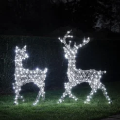 2er Set LED-Rentier Hirsch & Hirschkuh L Studley