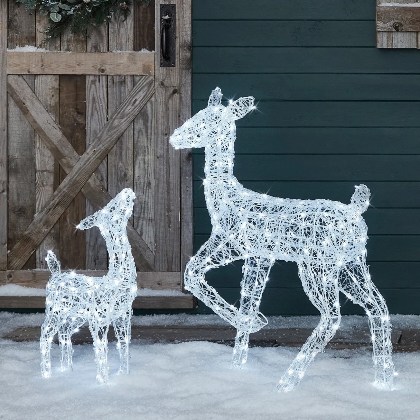 2er Set LED-Rentier Hirschkuh & Rehkitz M Swinsty