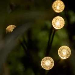4er Set LED Solar Stableuchten Bubble Ball