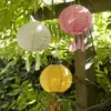 3er Set Lucena Solar Lampions gelb, rosa & crème