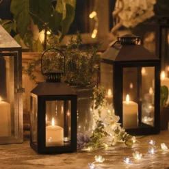 2er Set Metall-Laternen mit TruGlow® LED-Kerzen, Fernbedienung & Timer
