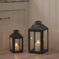 2er Set Metall-Laternen mit TruGlow® LED-Kerzen, Fernbedienung & Timer