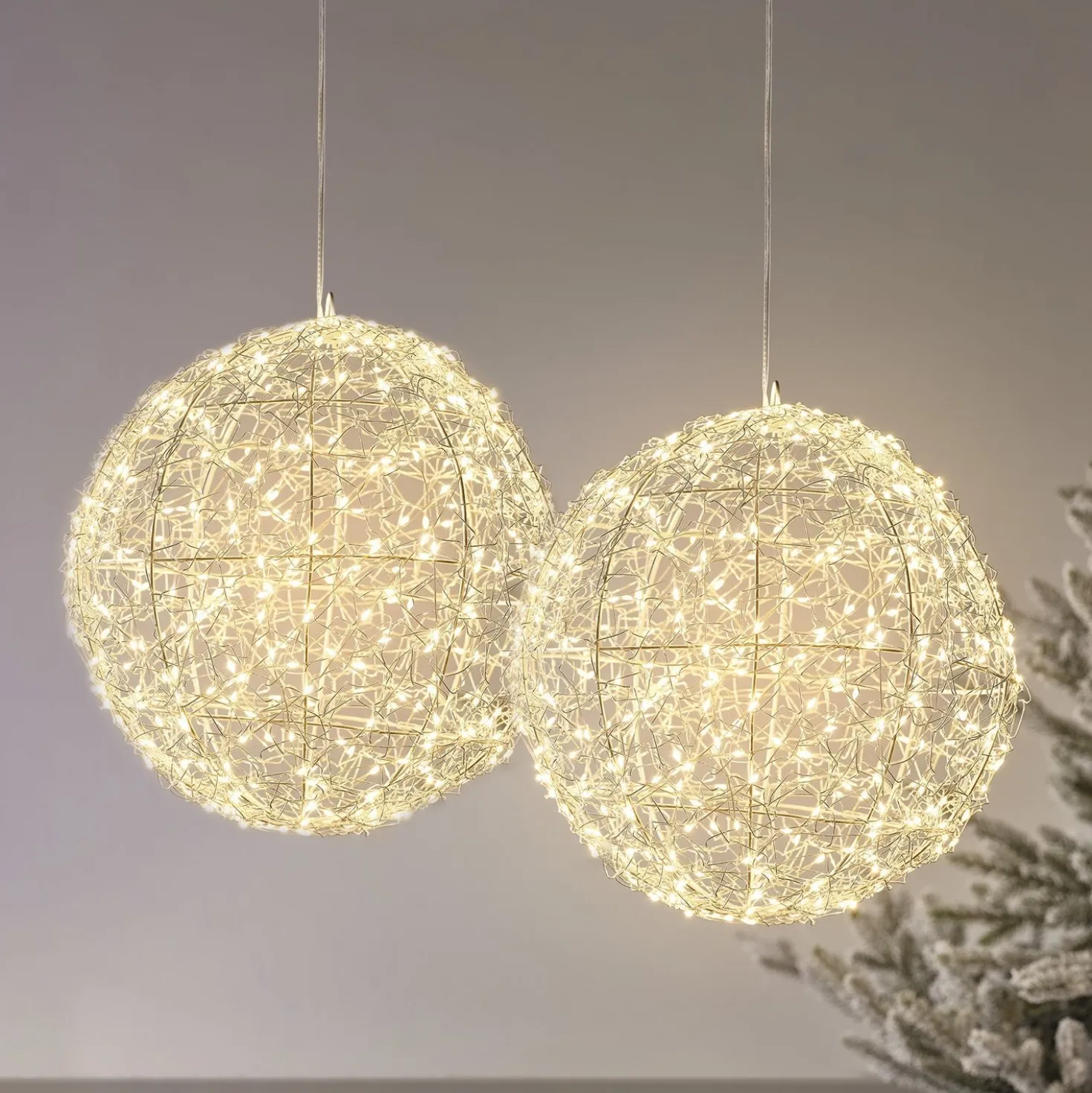 2er Set Micro LED Drahtkugeln