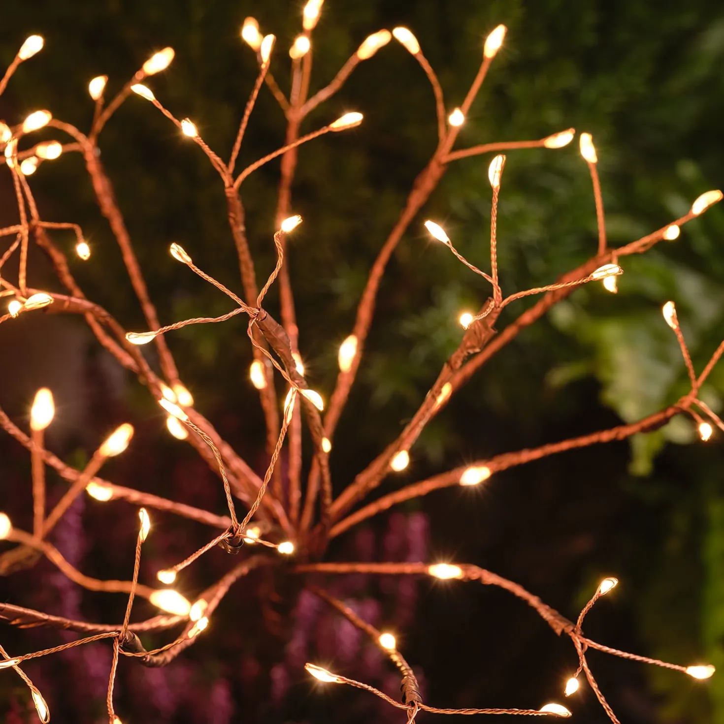 3er Set Solar Feuerwerk Gartenstecker mit warmweißen Mikro-LEDs