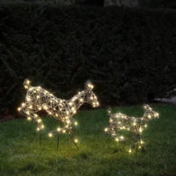 2er Set springende LED-Rentierefamilie Hirschkuh & Rehkitz M Harlow