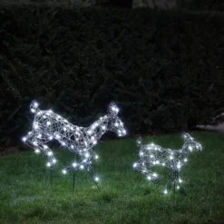 2er Set springende LED-Rentierefamilie Hirschkuh & Rehkitz M Harlow