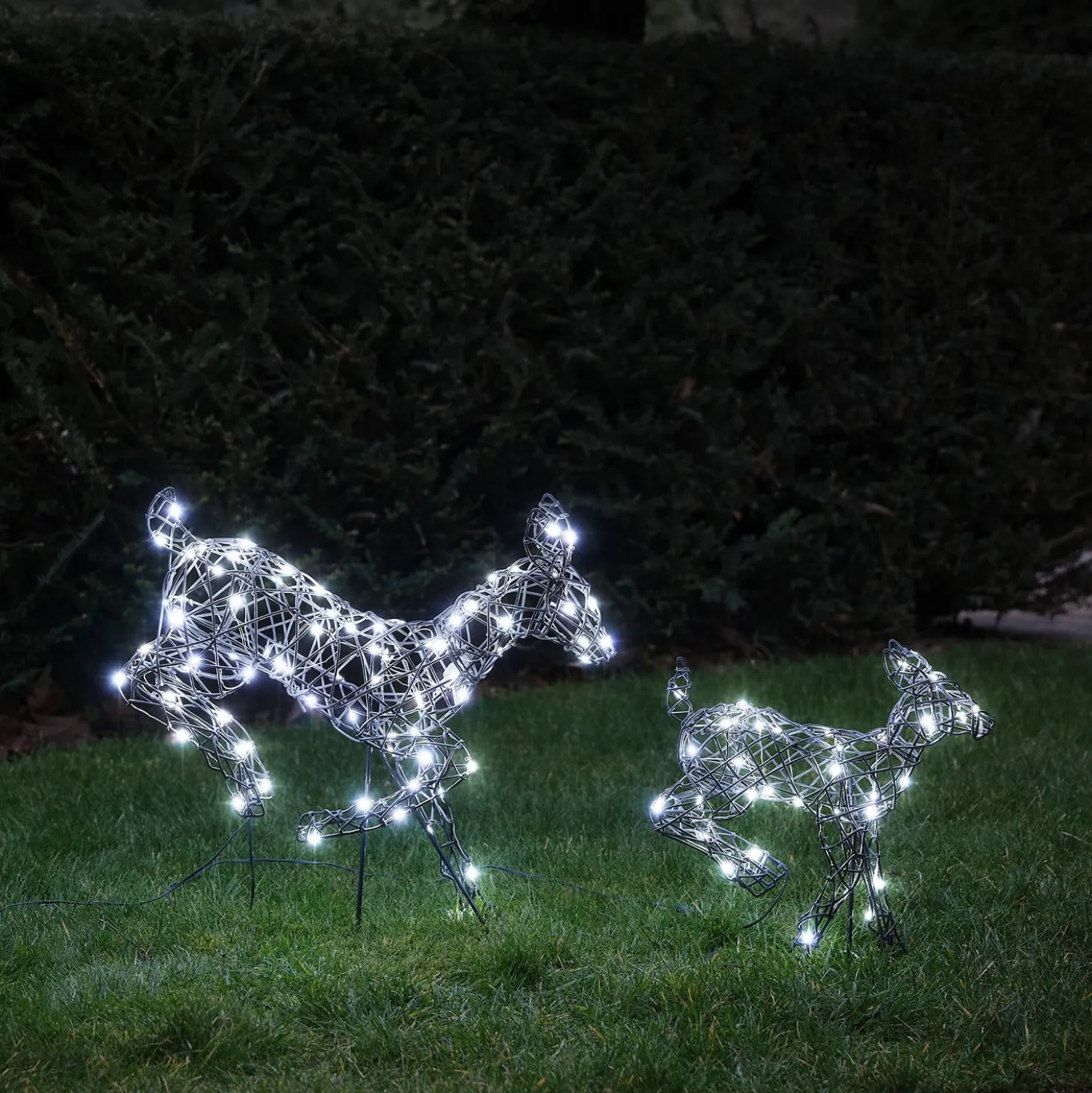 2er Set springende LED-Rentierefamilie Hirschkuh & Rehkitz M Harlow