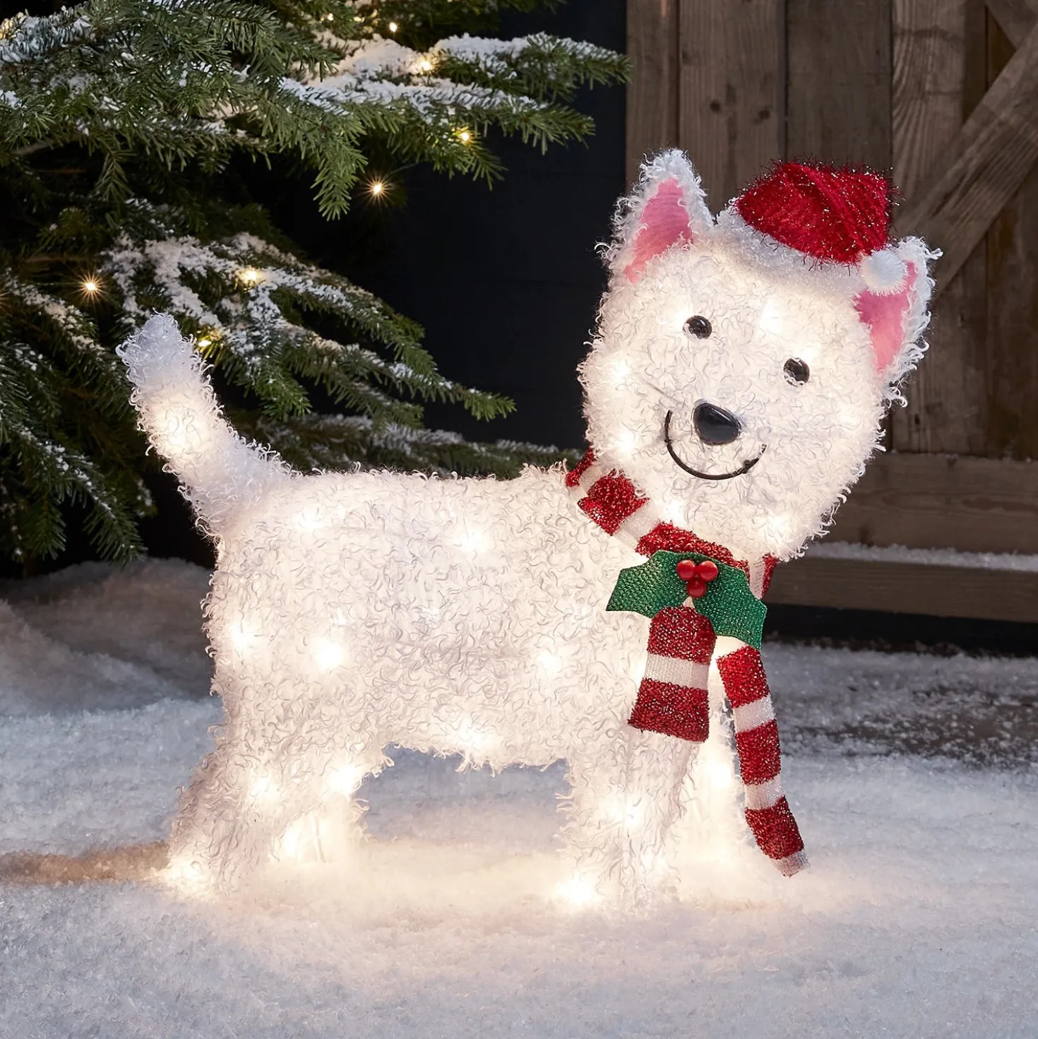 3er Set Weihnachtsfiguren außen Labrador, Westie und Katze