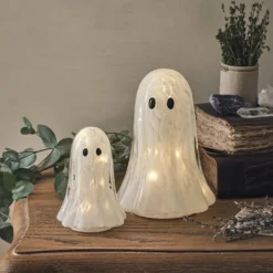 Gertie LED-Halloween-Geist-Deko aus Konfettiglas - klein