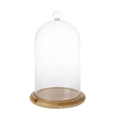 Glasglocke mit Holzteller 20,5cm