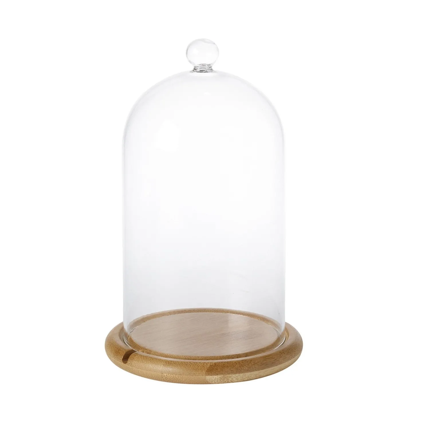 Glasglocke mit Holzteller 20,5cm