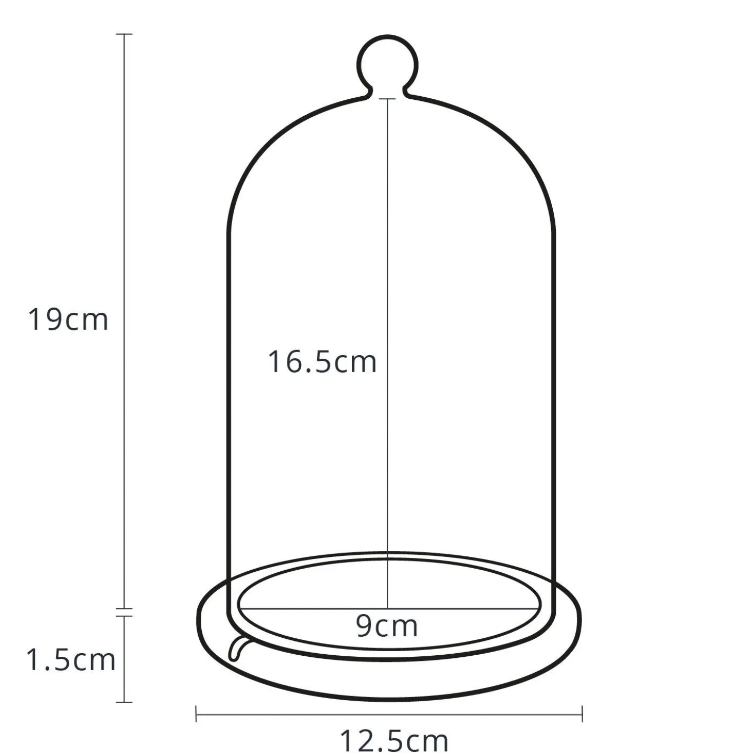 Glasglocke mit Holzteller 20,5cm